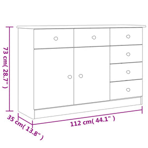 vidaXL Sideboard ALTA White 112x35x73 cm Solid Wood Pine