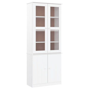 vidaXL Glass Display Cabinet ALTA White 77x35x186.5 cm Solid Wood Pine