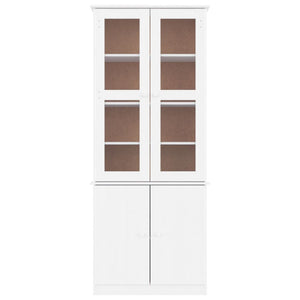 vidaXL Glass Display Cabinet ALTA White 77x35x186.5 cm Solid Wood Pine