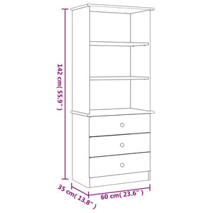 vidaXL Bookcase with Drawers ALTA 60x35x142 cm Solid Wood Pine