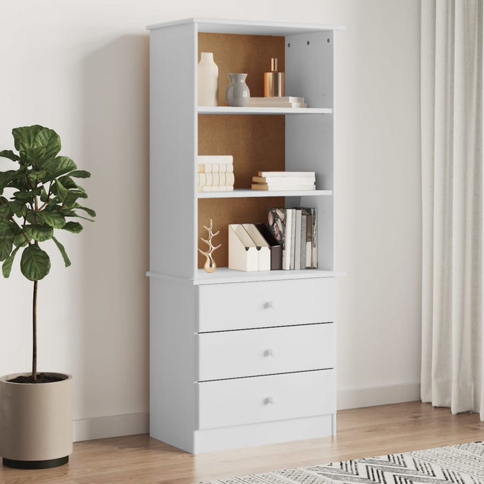 vidaXL Bookcase with Drawers ALTA White 60x35x142 cm Solid Wood Pine