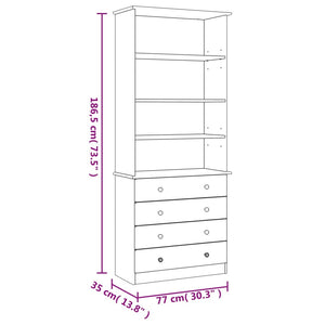 vidaXL Bookcase with Drawers ALTA 77x35x186.5 cm Solid Wood Pine