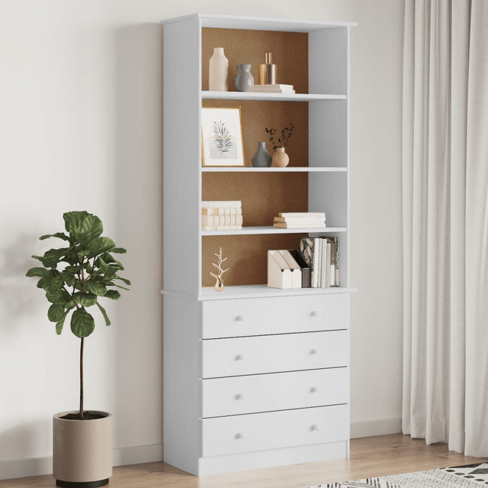 vidaXL Bookcase with Drawers ALTA White 77x35x186.5 cm Solid Wood Pine