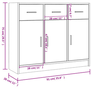 vidaXL Sideboard White 91x28x75 cm Engineered Wood