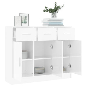 vidaXL Sideboard High Gloss White 91x28x75 cm Engineered Wood