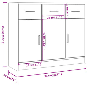 vidaXL Sideboard High Gloss White 91x28x75 cm Engineered Wood