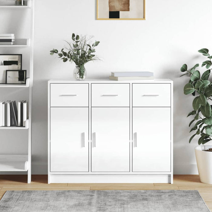 vidaXL Sideboard High Gloss White 91x28x75 cm Engineered Wood