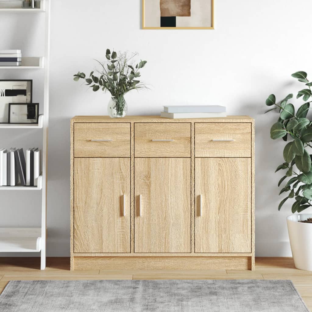 vidaXL Sideboard Sonoma Oak 91x28x75 cm Engineered Wood