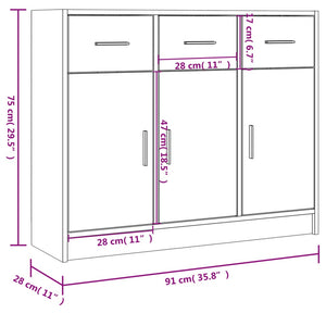 vidaXL Sideboard Concrete Grey 91x28x75 cm Engineered Wood