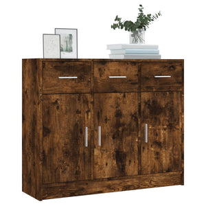 vidaXL Sideboard Smoked Oak 91x28x75 cm Engineered Wood