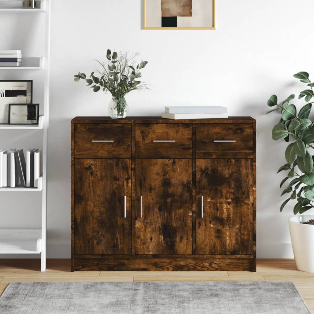 vidaXL Sideboard Smoked Oak 91x28x75 cm Engineered Wood