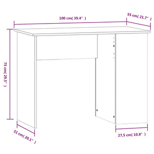 vidaXL Desk Sonoma Oak 100x55x75 cm Engineered Wood