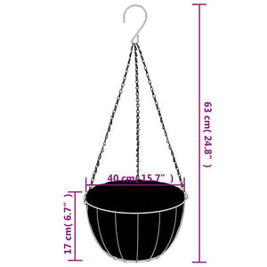 vidaXL Hanging Basket Brackets with Planters 4 pcs Black Steel