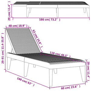 vidaXL Sun Lounger Cappuccino 186x60x29 cm PP