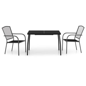 vidaXL 3 Piece Garden Dining Set Anthracite Steel