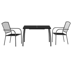 vidaXL 3 Piece Garden Dining Set Anthracite Steel