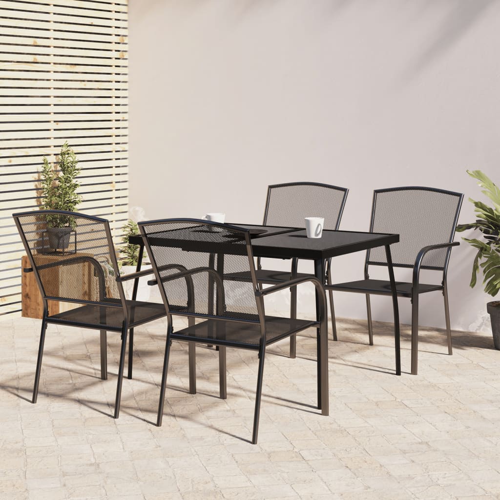 vidaXL 5 Piece Garden Dining Set Anthracite Steel