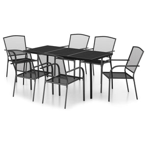 vidaXL 7 Piece Garden Dining Set Anthracite Steel