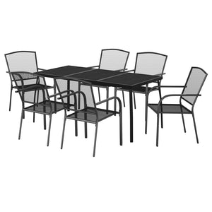 vidaXL 7 Piece Garden Dining Set Anthracite Steel