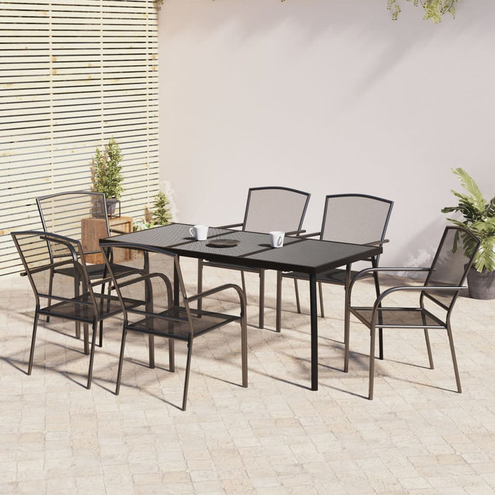 vidaXL 7 Piece Garden Dining Set Anthracite Steel