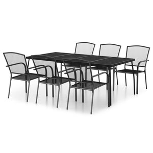 vidaXL 7 Piece Garden Dining Set Anthracite Steel