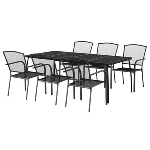 vidaXL 7 Piece Garden Dining Set Anthracite Steel