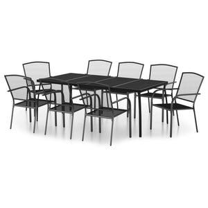 vidaXL 9 Piece Garden Dining Set Anthracite Steel