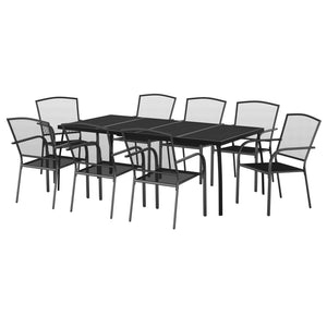 vidaXL 9 Piece Garden Dining Set Anthracite Steel