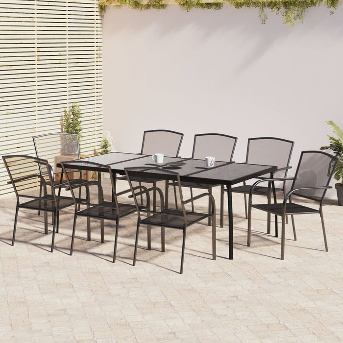 vidaXL 9 Piece Garden Dining Set Anthracite Steel