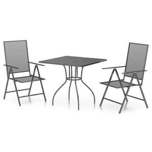 vidaXL 3 Piece Garden Dining Set Anthracite Steel