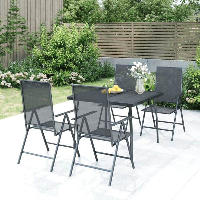 vidaXL 5 Piece Garden Dining Set Anthracite Steel