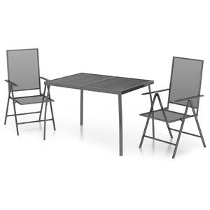 vidaXL 3 Piece Garden Dining Set Anthracite Steel