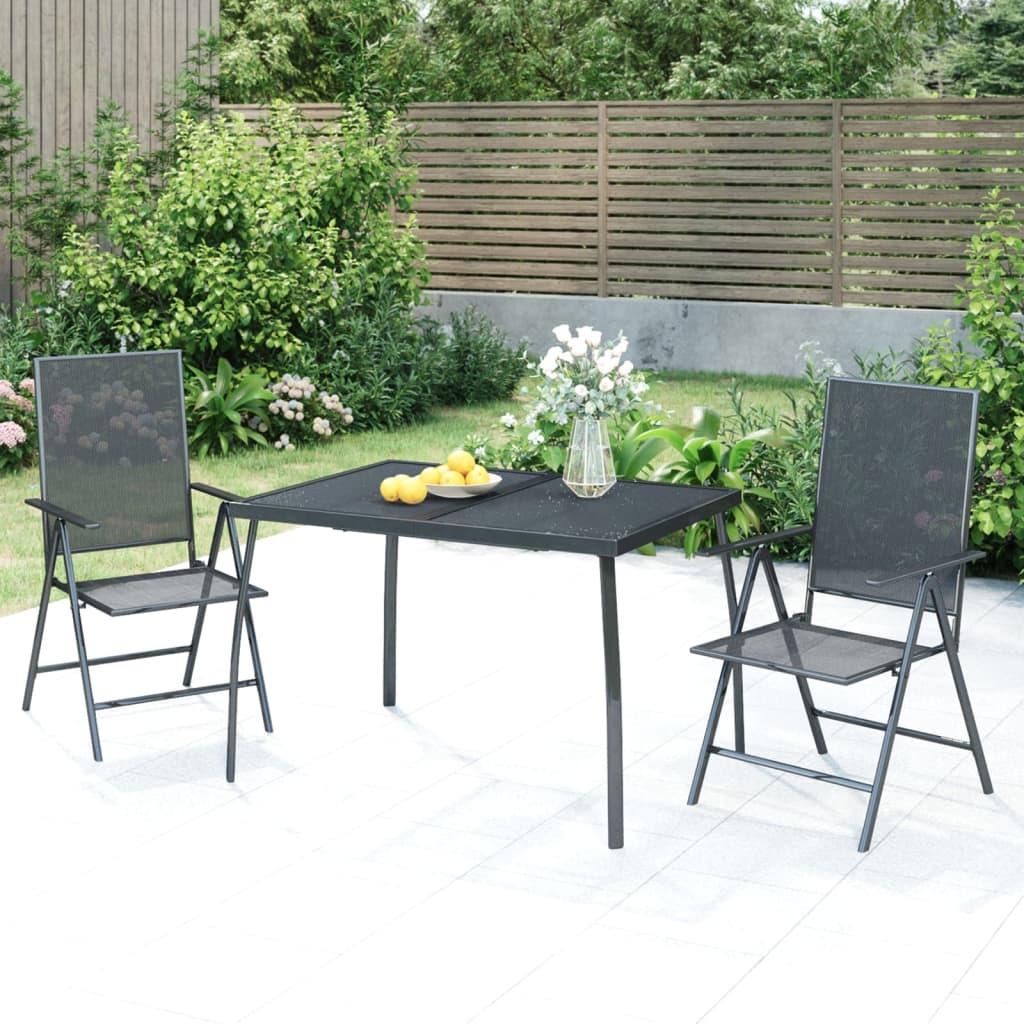 vidaXL 3 Piece Garden Dining Set Anthracite Steel