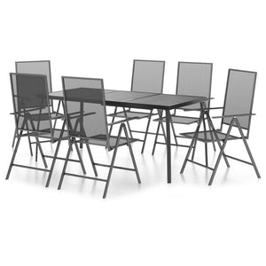 vidaXL 7 Piece Garden Dining Set Anthracite Steel