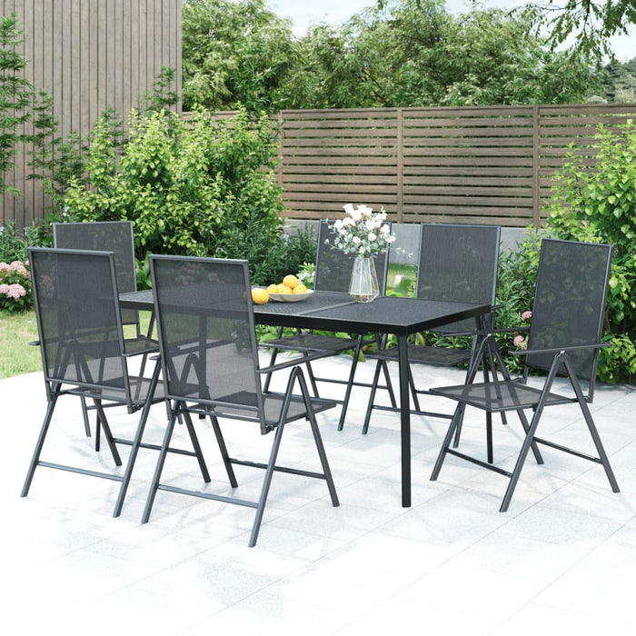 vidaXL 7 Piece Garden Dining Set Anthracite Steel