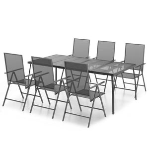 vidaXL 7 Piece Garden Dining Set Anthracite Steel