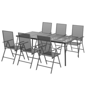 vidaXL 7 Piece Garden Dining Set Anthracite Steel