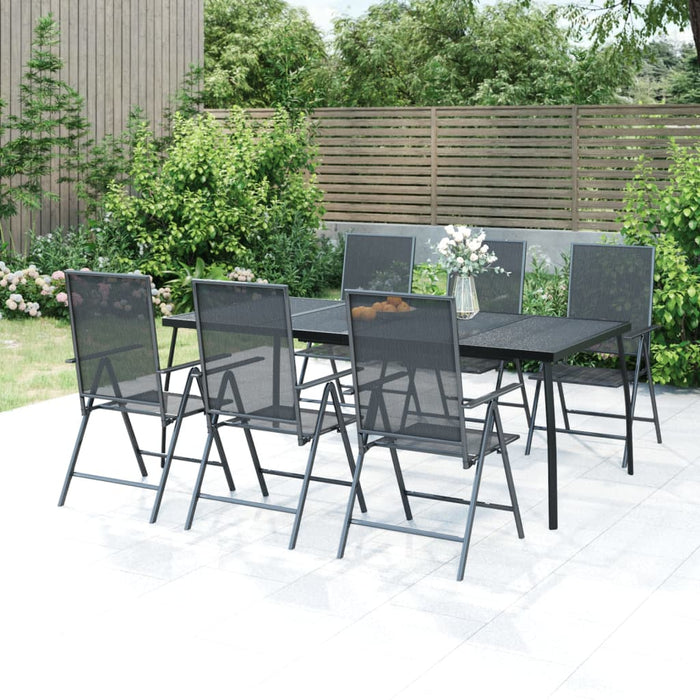 vidaXL 7 Piece Garden Dining Set Anthracite Steel