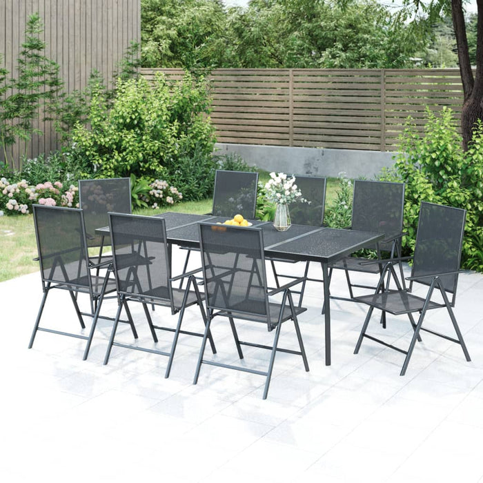 vidaXL 9 Piece Garden Dining Set Anthracite Steel