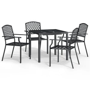 vidaXL 5 Piece Garden Dining Set Anthracite Steel