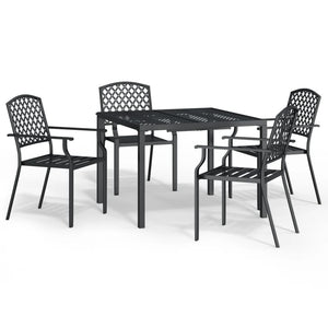 vidaXL 5 Piece Garden Dining Set Anthracite Steel