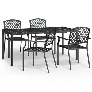 vidaXL 5 Piece Garden Dining Set Anthracite Steel