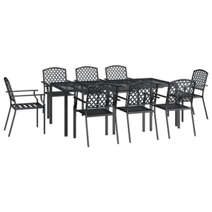 vidaXL 9 Piece Garden Dining Set Anthracite Steel