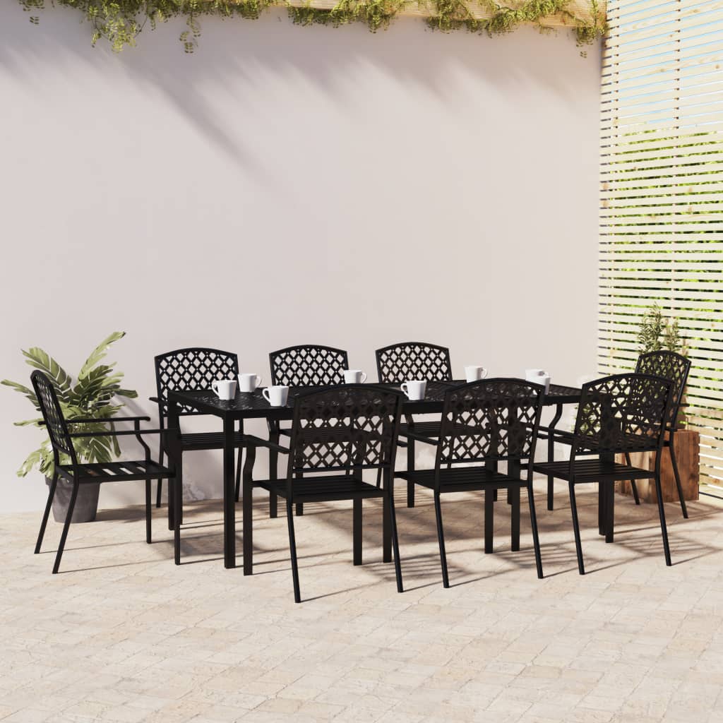 vidaXL 9 Piece Garden Dining Set Anthracite Steel