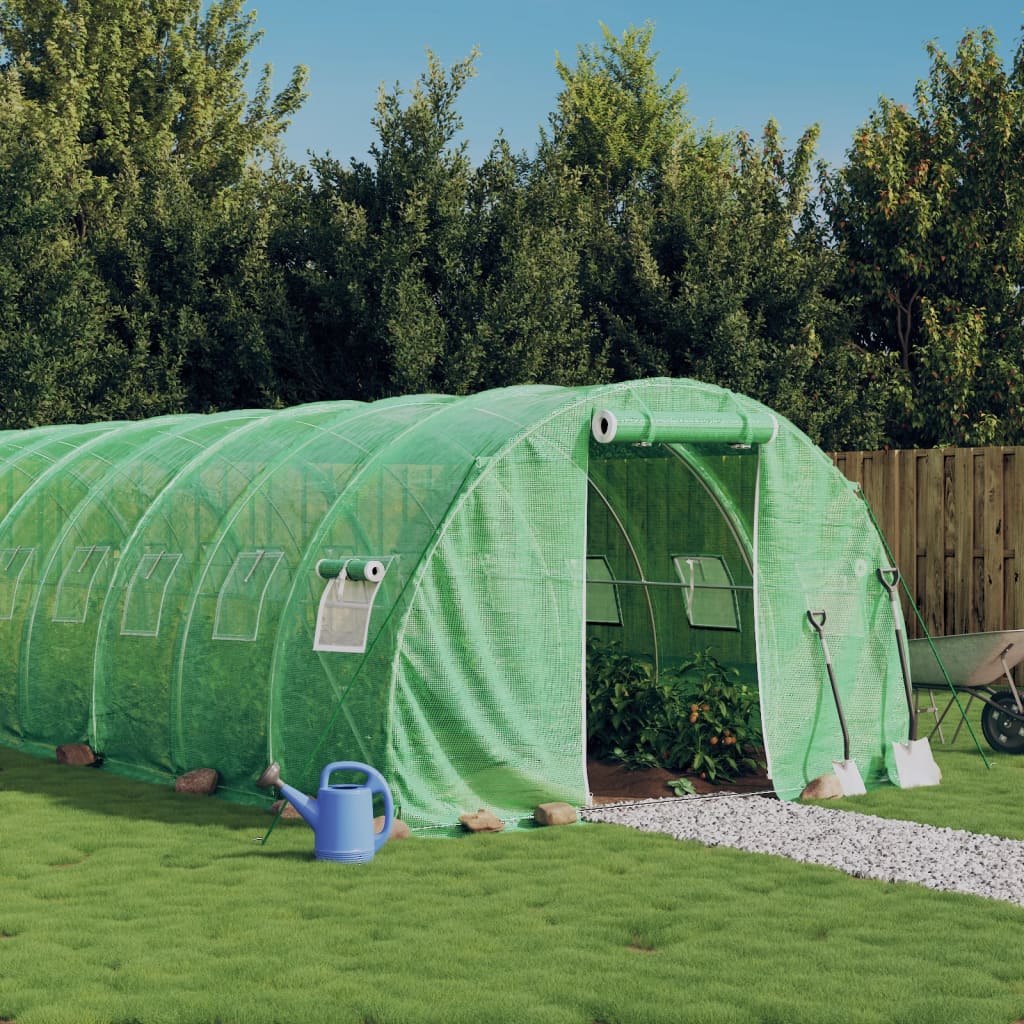 vidaXL Greenhouse with Steel Frame Green 42 m² 14x3x2 m