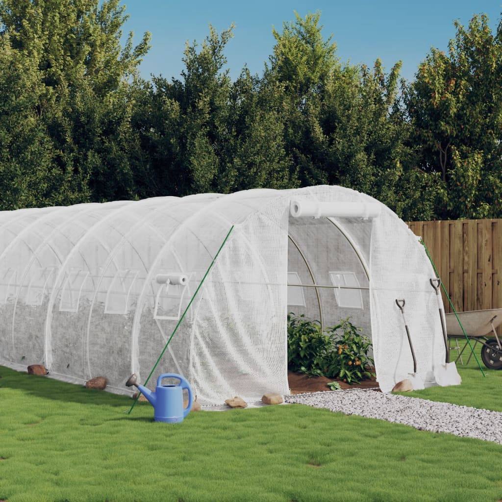 vidaXL Greenhouse with Steel Frame White 72 m² 24x3x2 m