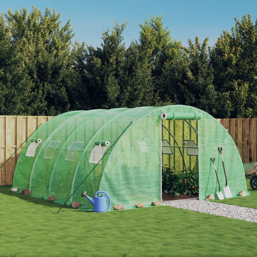 vidaXL Greenhouse with Steel Frame Green 16 m² 4x4x2 m