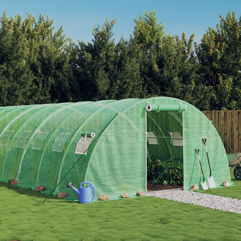 vidaXL Greenhouse with Steel Frame Green 32 m² 8x4x2 m