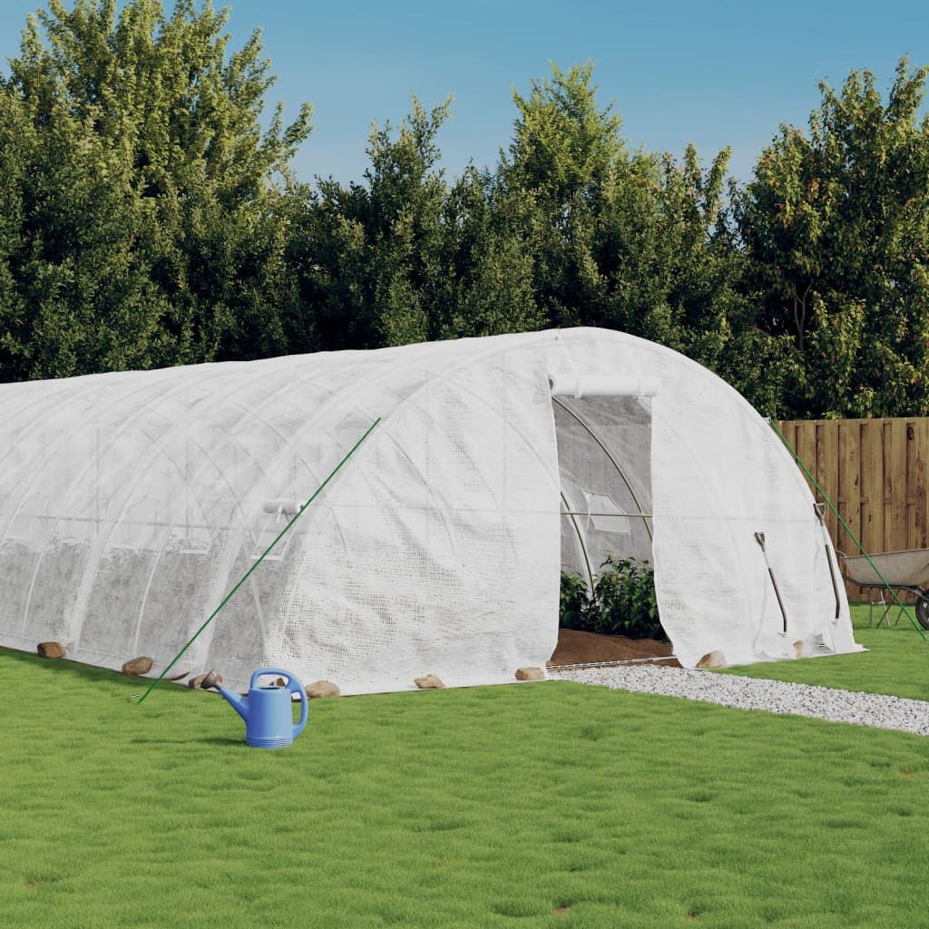 vidaXL Greenhouse with Steel Frame White 30 m² 6x5x2.3 m