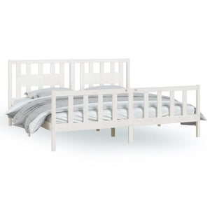 vidaXL Bed Frame without Mattress White Solid Wood Pine Super King Size